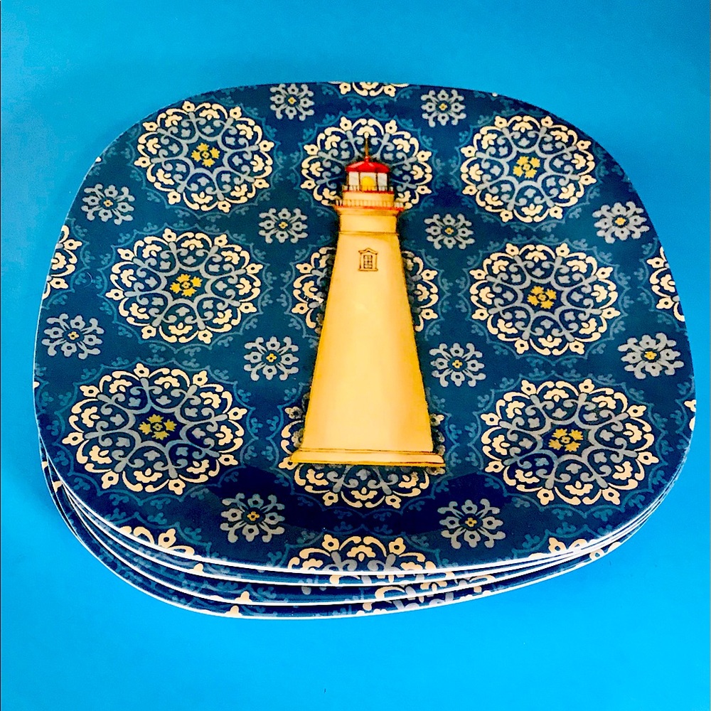 Paul Brent Nautical Melamine Dinner Plates NWT